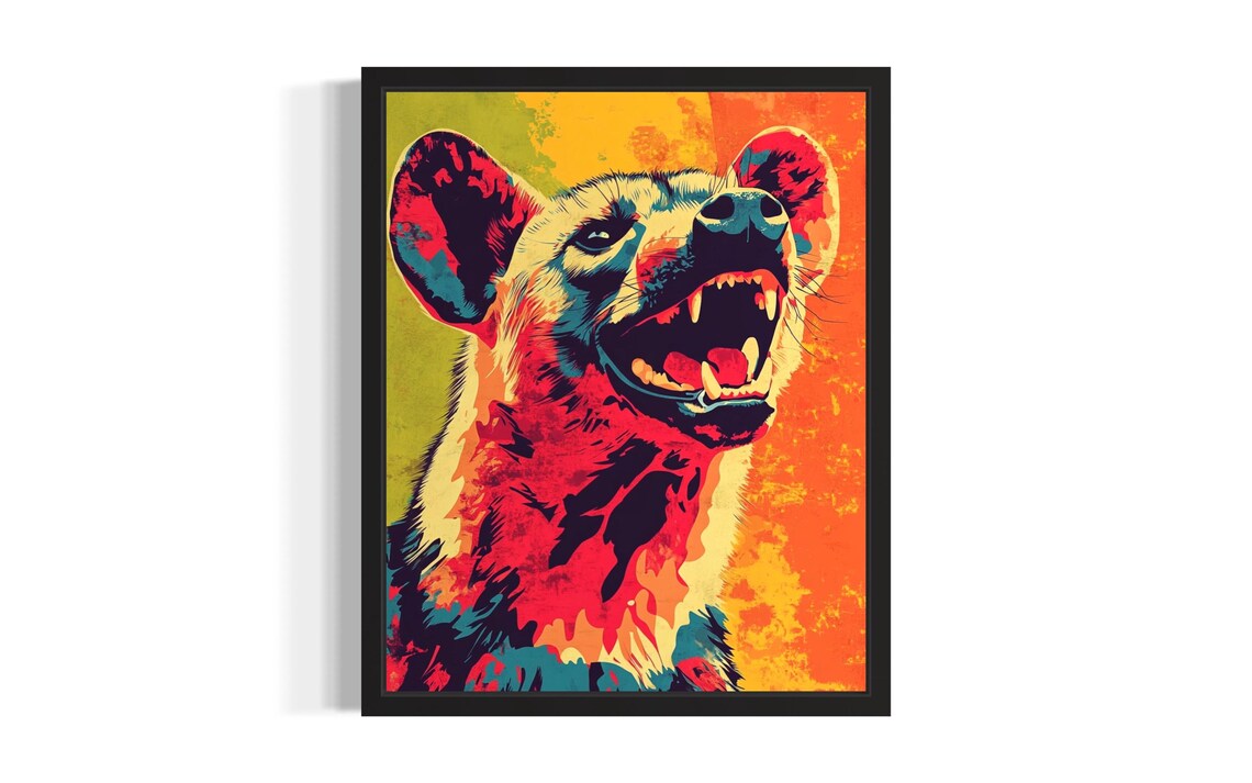 Vibrant Hyena Pop Art Colorful Wildlife Safari Portrait Poster