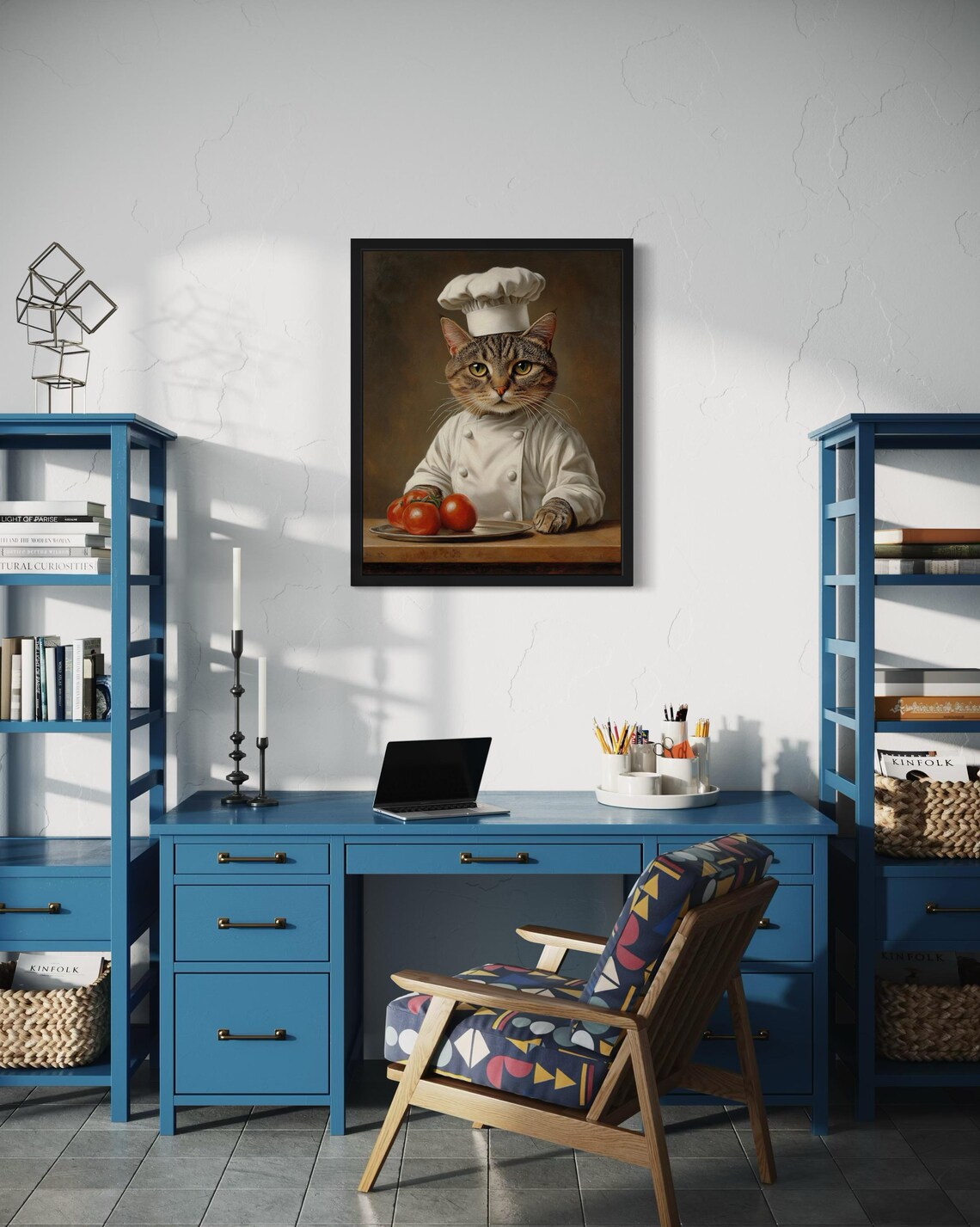 Chef Portrait Cat Art Print, Original Paint Artwork - Image 4