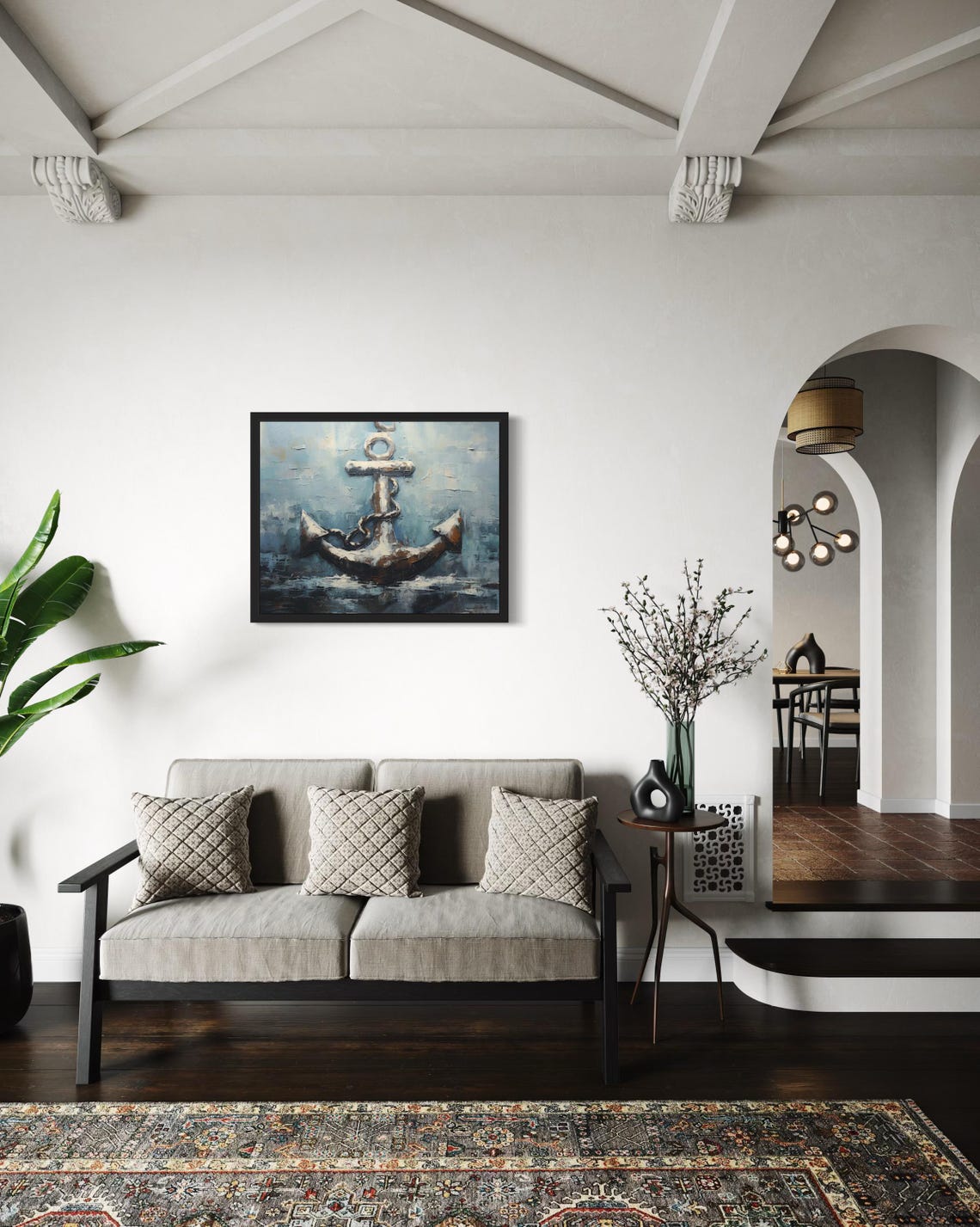 Black Anchor Abstract Wall Art Print - Image 2