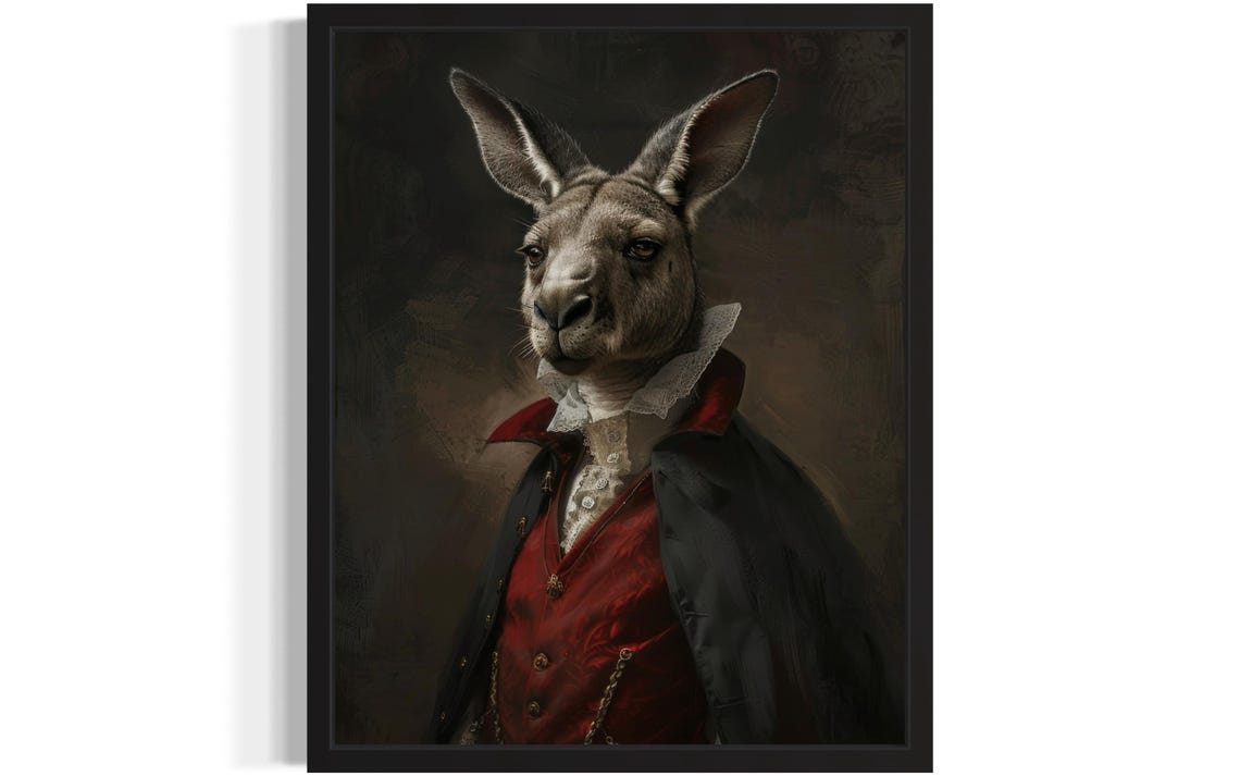 Dignified Kangaroo Vampire Aristocrat Victorian Gothic Portrait Poster