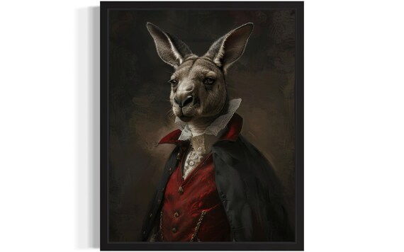 Dignified Kangaroo Vampire Aristocrat Victorian Gothic Portrait Poster