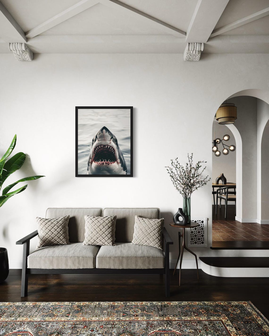 Great White Shark with Open Jaws Dramatic Wildlife Photo Poster - Image 4