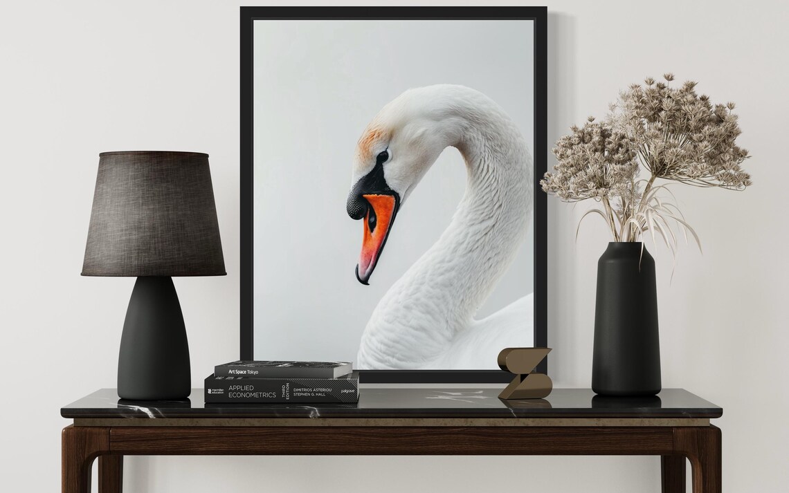 Graceful Mute Swan Profile with Orange Bill Minimalist Poster - Image 2