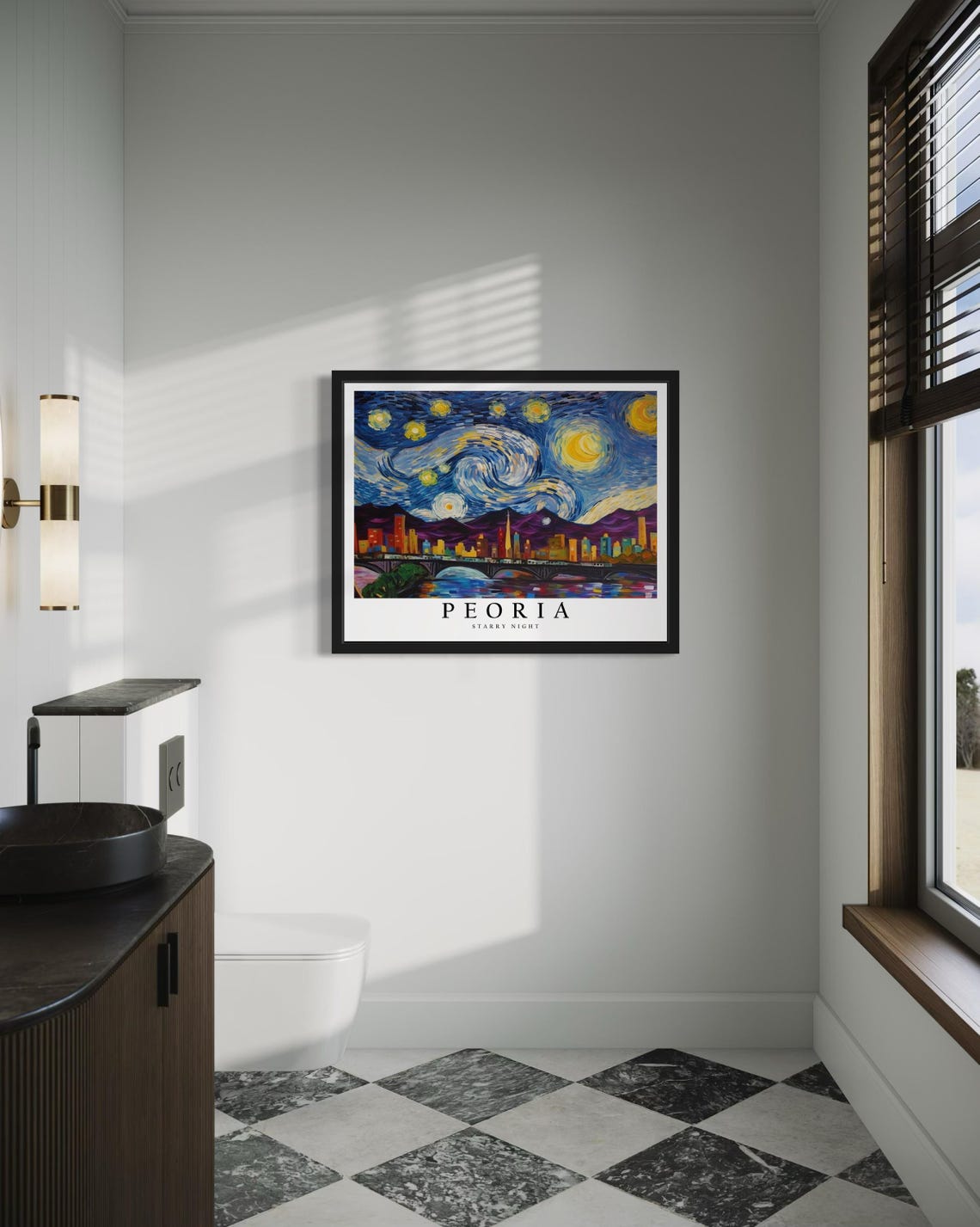 Peoria Arizona Starry Night Bridge Purple Mountains Art Poster - Image 4