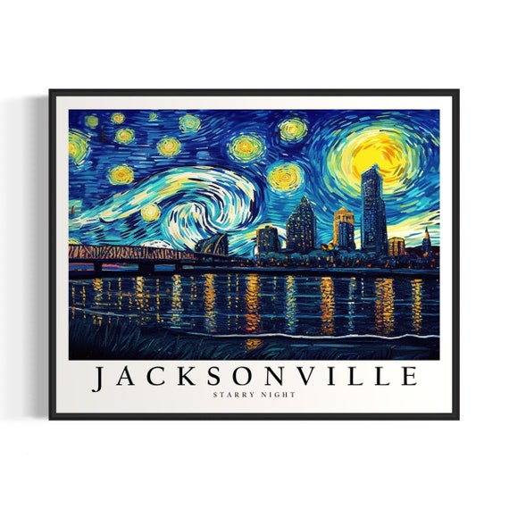 Jacksonville Starry Night Art Print Van Gogh Jacksonville Poster Wall Art Original Jacksonville Painting Decor