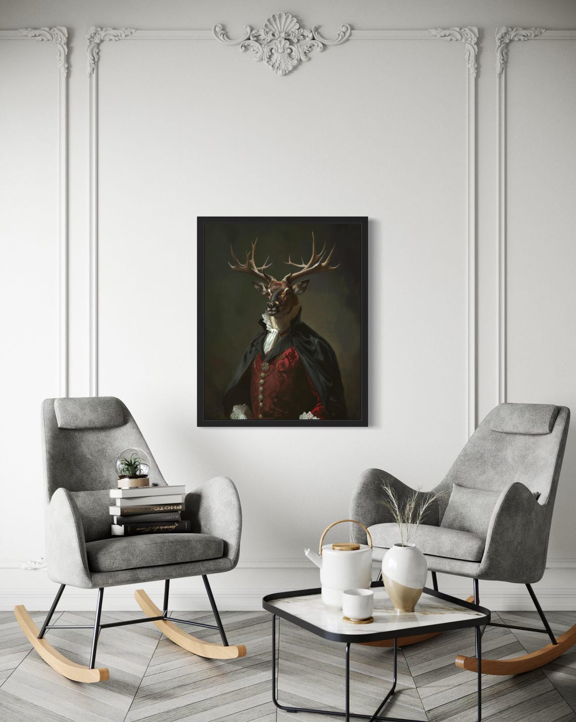 Elk Vampire Gothic Portrait In Victorian Costume Funny Animal Poster - Image 4