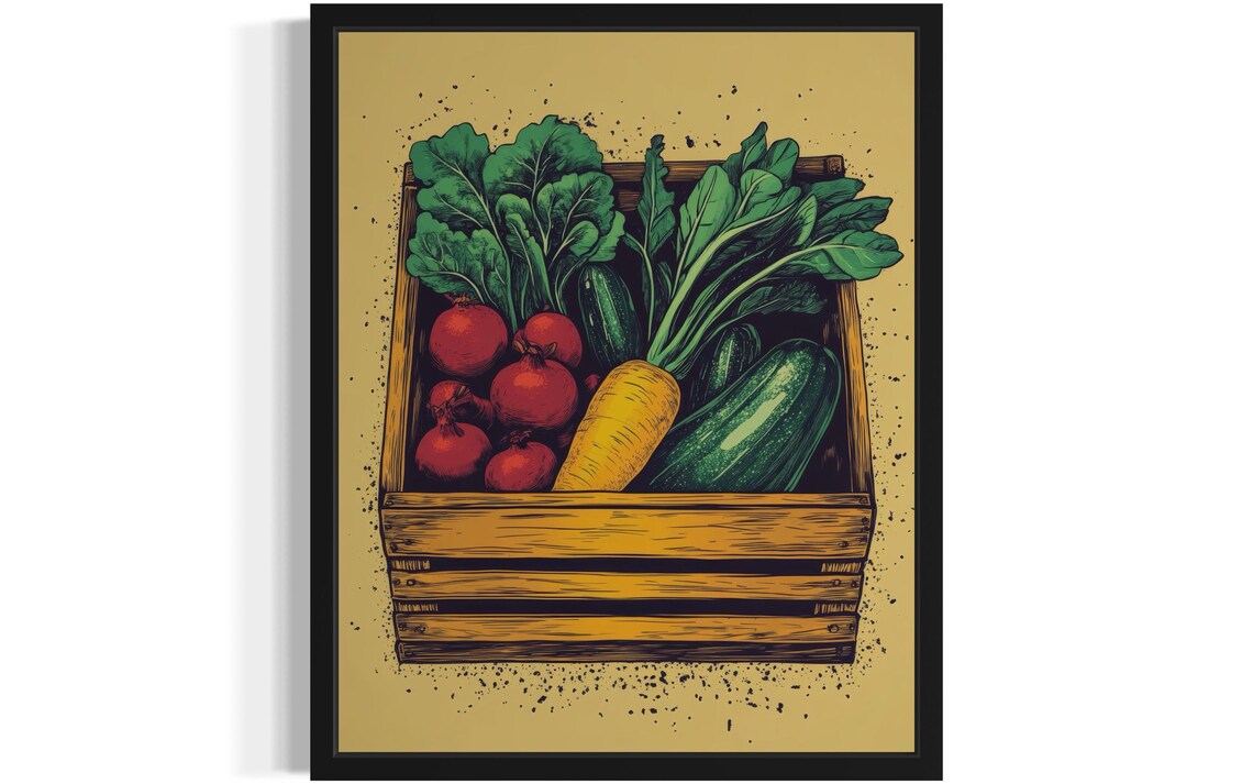 Vegetable Crates Farm Pop Art Print Wall Art Poster Original Paint Artwork Artwork Decor