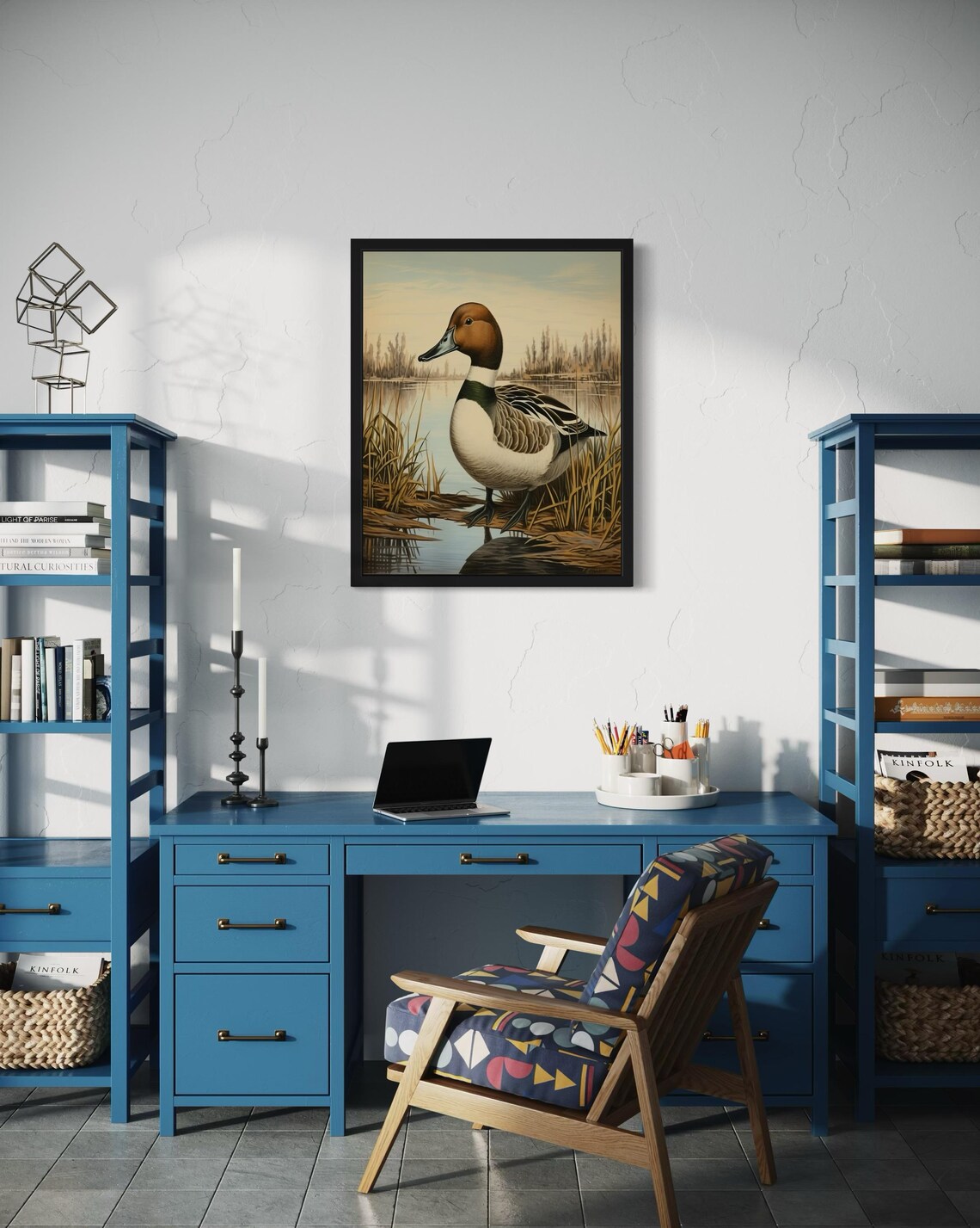 Northern Pintail Drake Wading Among Marsh Reeds Vintage Duck Poster - Image 3