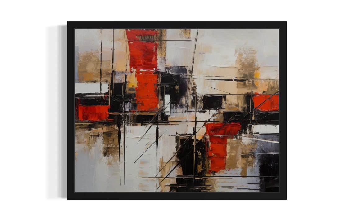 Black and Red Abstract Art Print