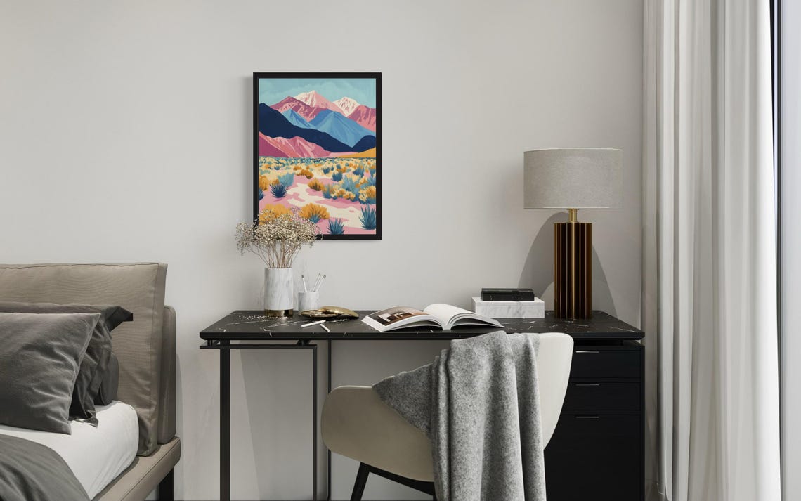 Owens Valley Colorful Desert Mountains Abstract Boho Art Wall Poster - Image 3