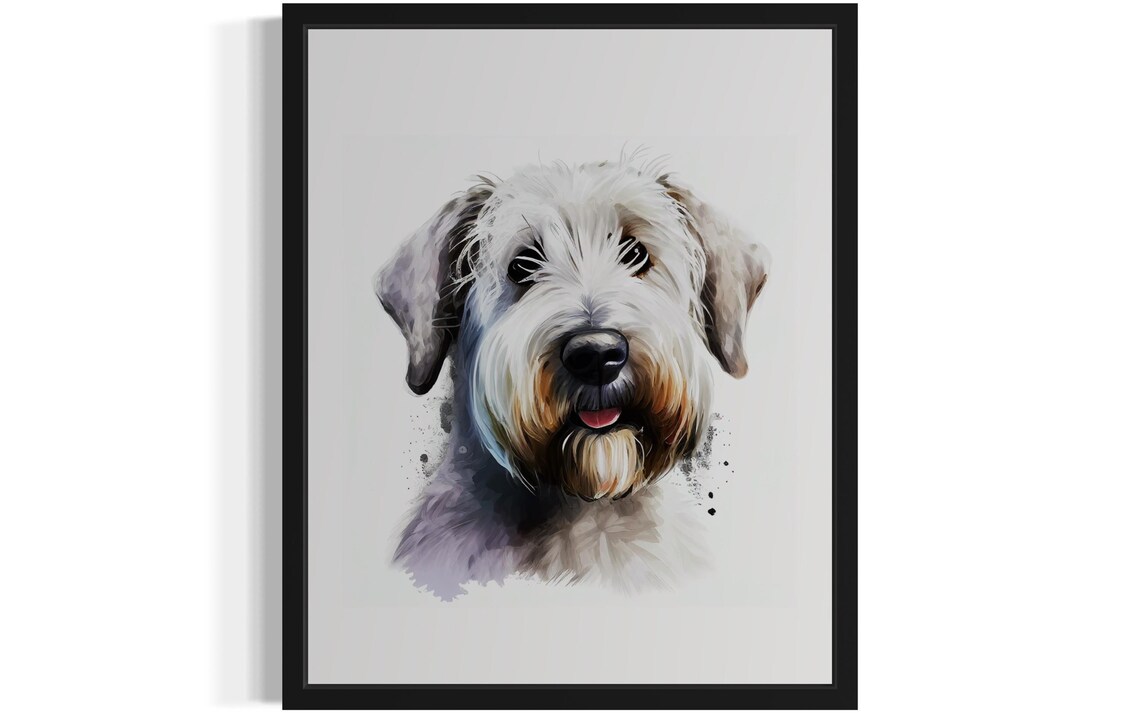 Sealyham Terrier White Wheaten Dog Watercolor Portrait Poster