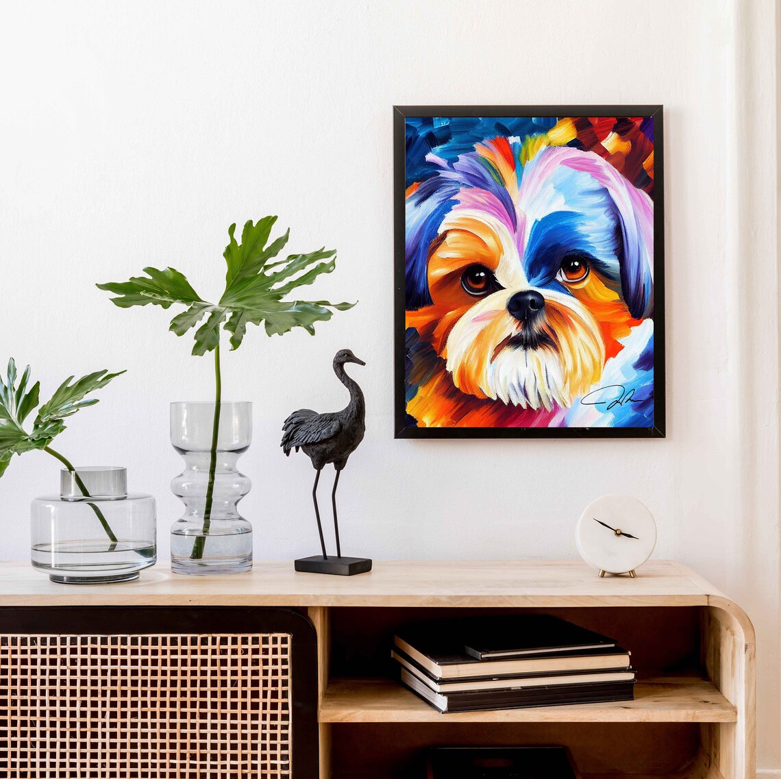 Shih Tzu Dog Rainbow Abstract Portrait Soft Oil Painting Art Poster - Image 2