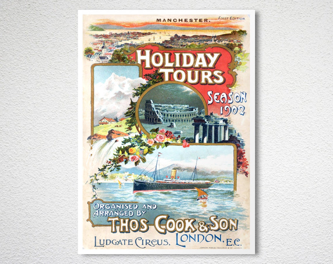 Thos Cook and Son Holiday Tours Season 1902 Vintage Travel Poster - Image 2