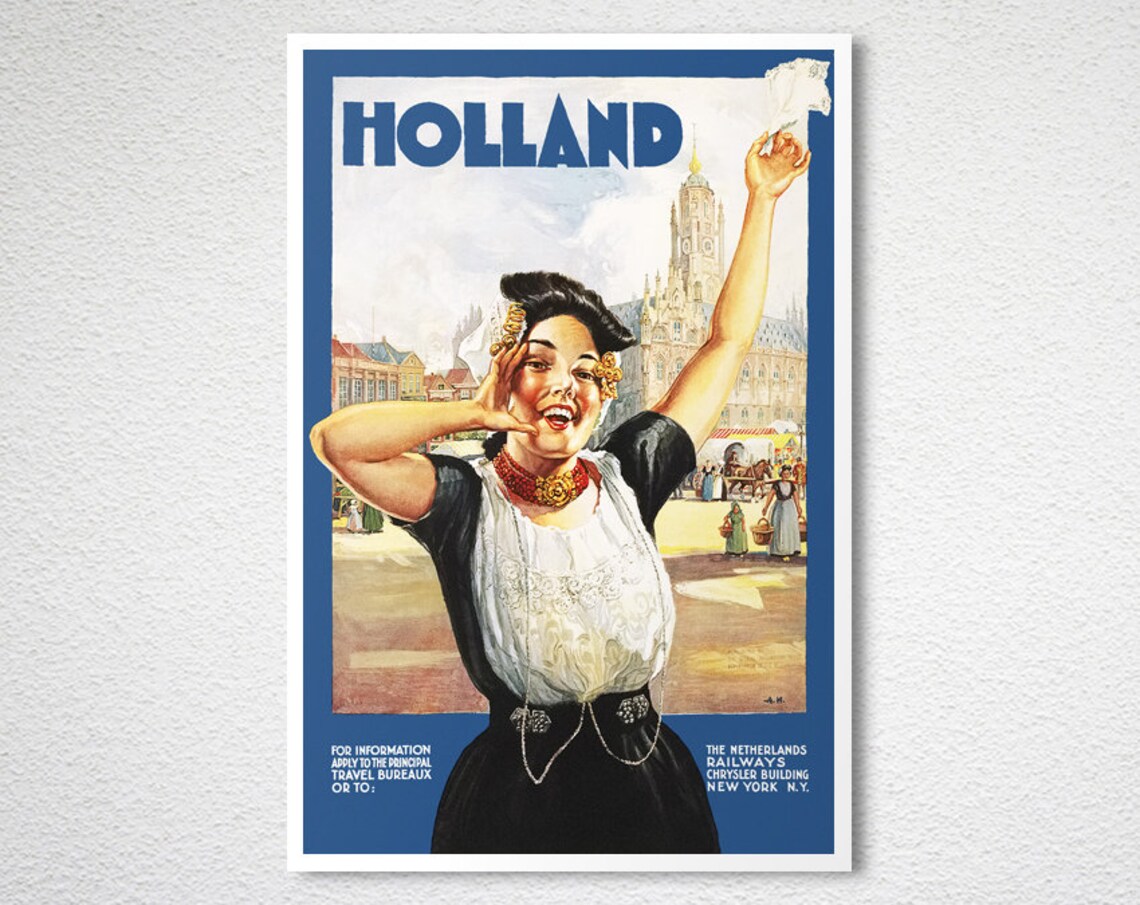 Holland Netherlands Railways Dutch Costume Woman Travel Poster - Image 2