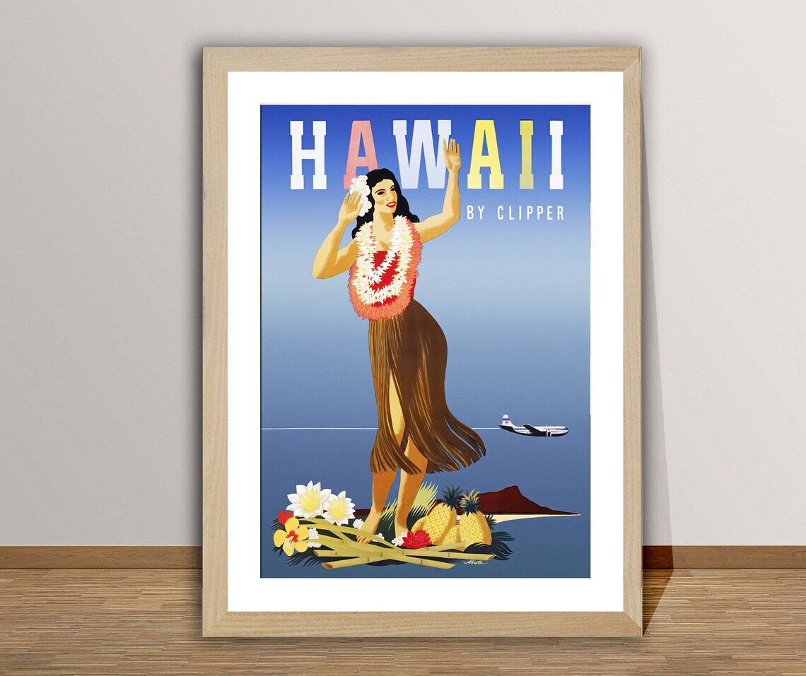 Hawaii Vintage Travel Poster Poster Paper Or Print Gift Idea Wall Decor