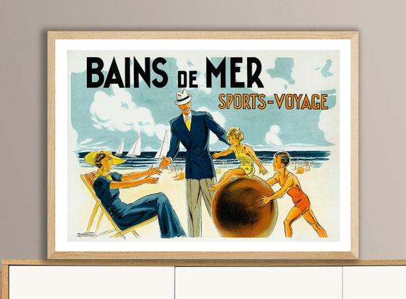 Bains De Mer Sports Voyage Vintage Travel Poster Poster Paper Print Gift Idea Wall Decor