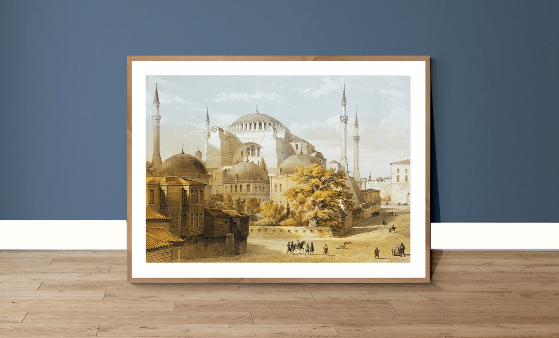 Aya Sofia Constantinople 1852 Vintage Travel Poster