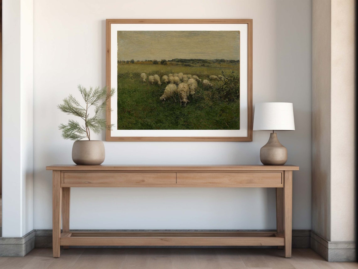 Meadow Sheep Painting Print Vintage Country Animal Poster Farmhouse Wall Art Country Animal Print Vintage Sheep Painting - Image 5