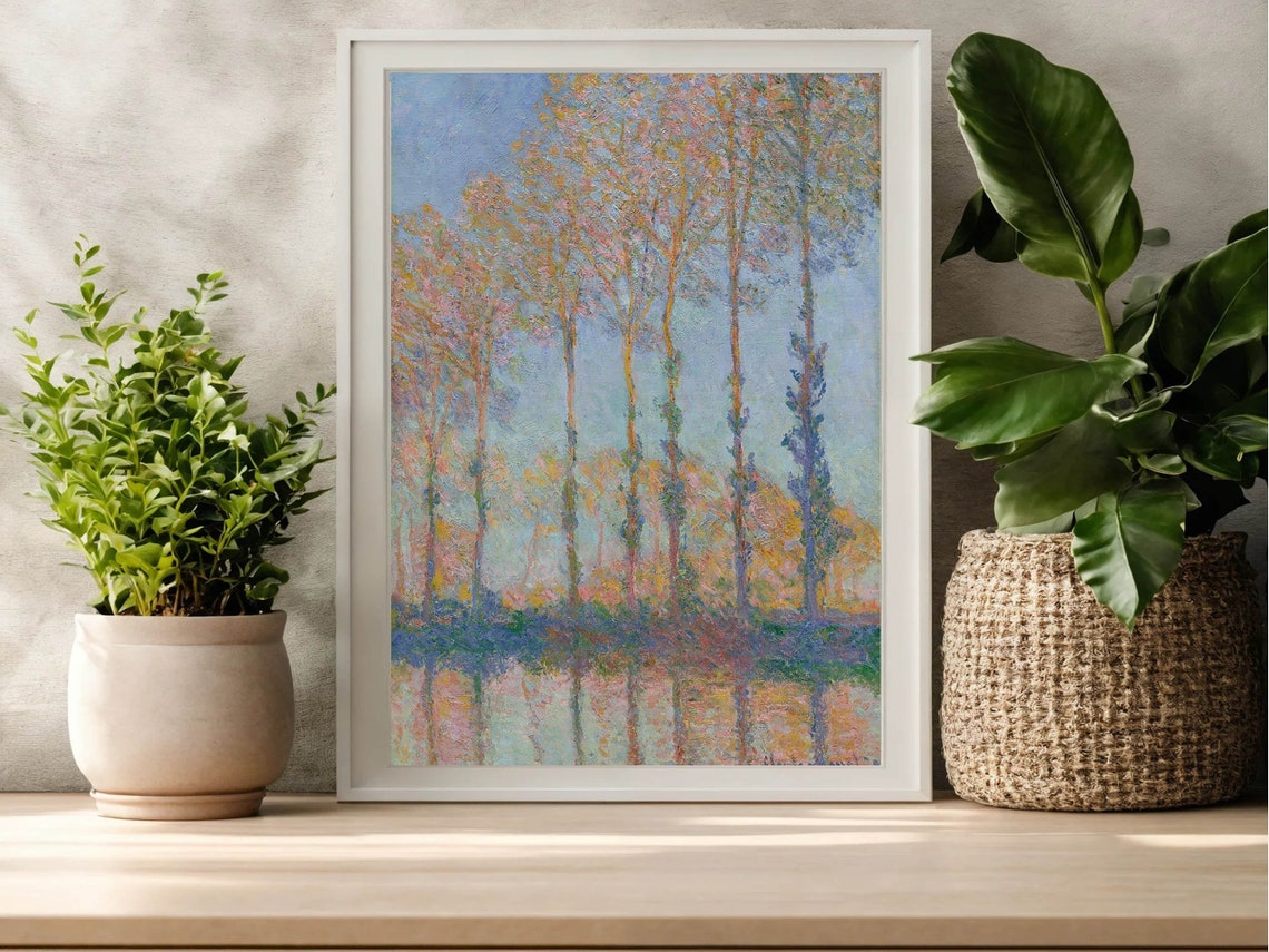 Claude Monet Poplars on the Epte Autumn Reflection Vintage Print - Image 3