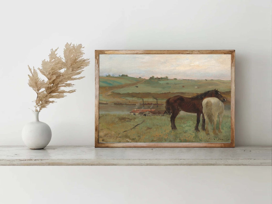 Edgar Degas Horses in a Meadow Brown and White Horses Poster - Image 6