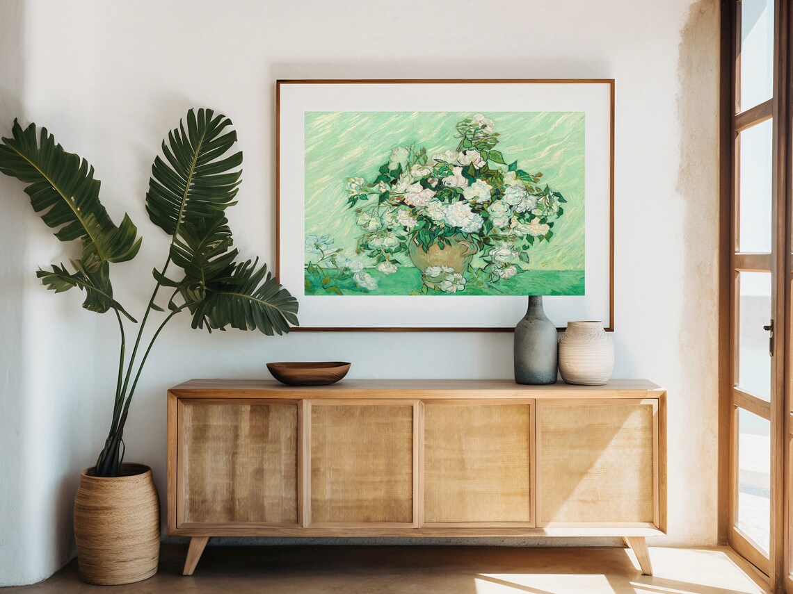 Vincent van Gogh Roses Pink White Roses Still Life Floral Poster - Image 7