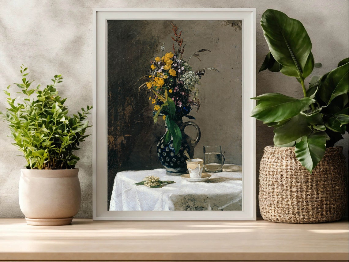 Flower Art Print Bouquet Of Wild Flowers By Hans Thoma Botanical Painting Vintage Floral Painting Wall Art Floral Art - Image 4