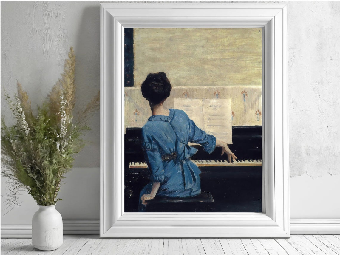 William Merritt Chase The Keynote Woman in Blue at Piano Poster - Image 8