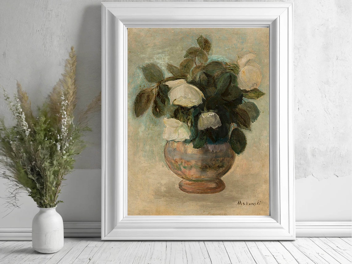 Roses Print Neutral Still Life Roses Painting Vintage Roses Painting Neutral Floral Print Still Life Roses Painting Still Life