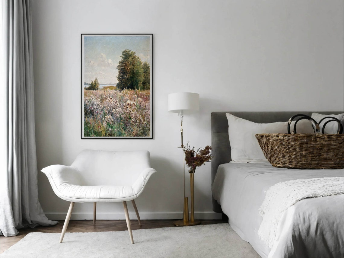 Wildflower Meadow River Vintage Country Landscape Impressionist Poster - Image 3