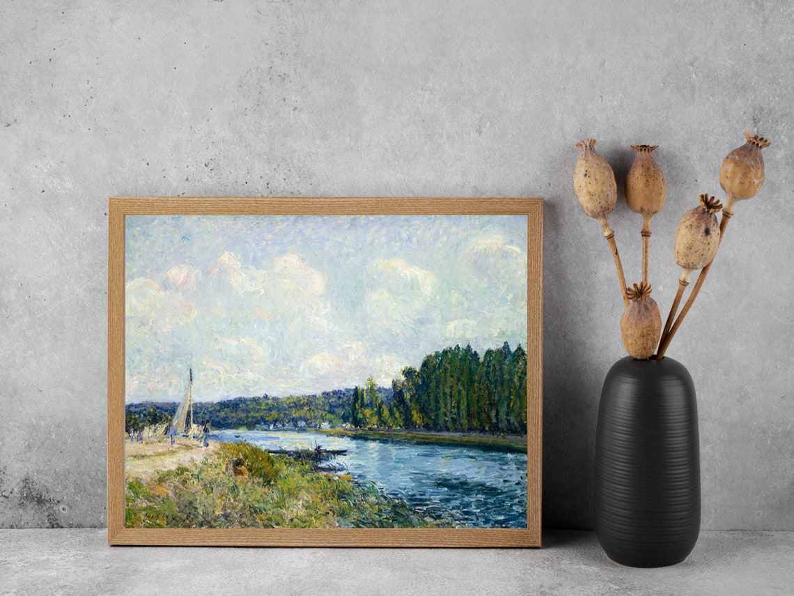 Sailboat on the River Vintage Impressionist River Scene Poster - Image 5