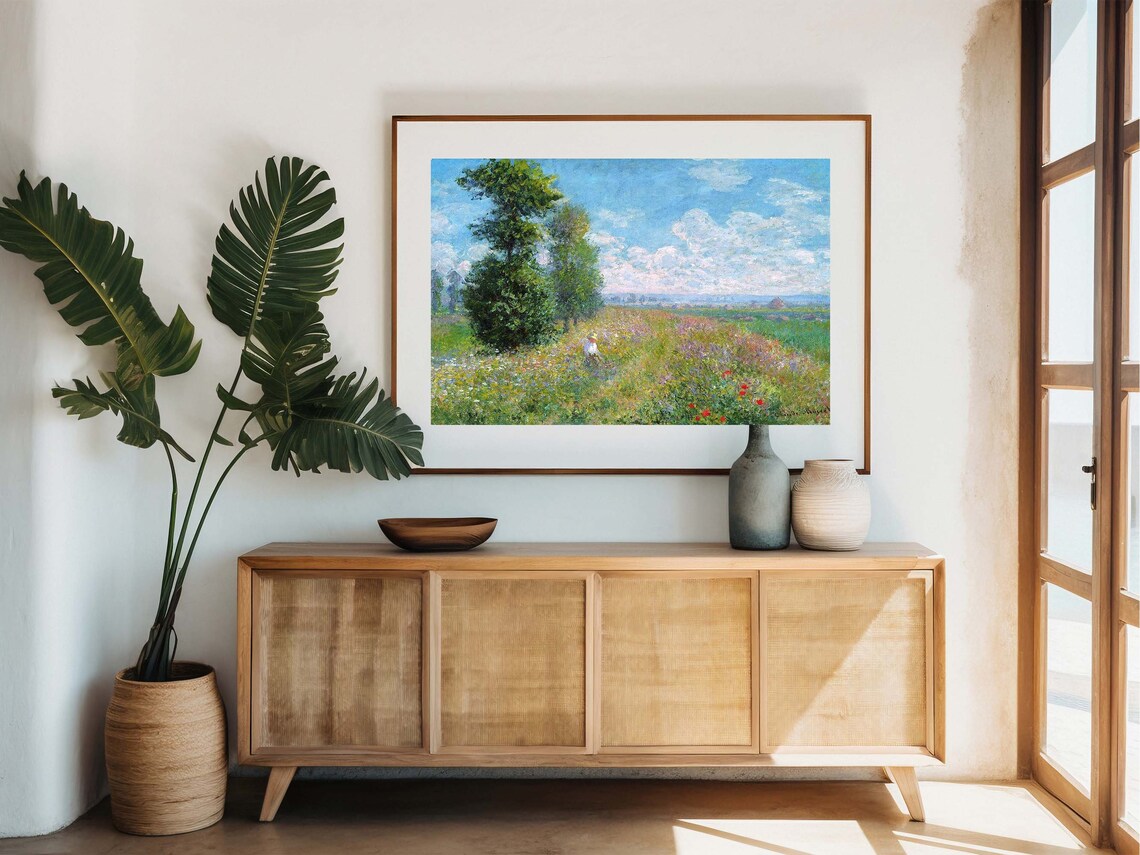 Claude Monet Meadow with Poplars Poppies Summer Field Impressionist Poster - Image 7