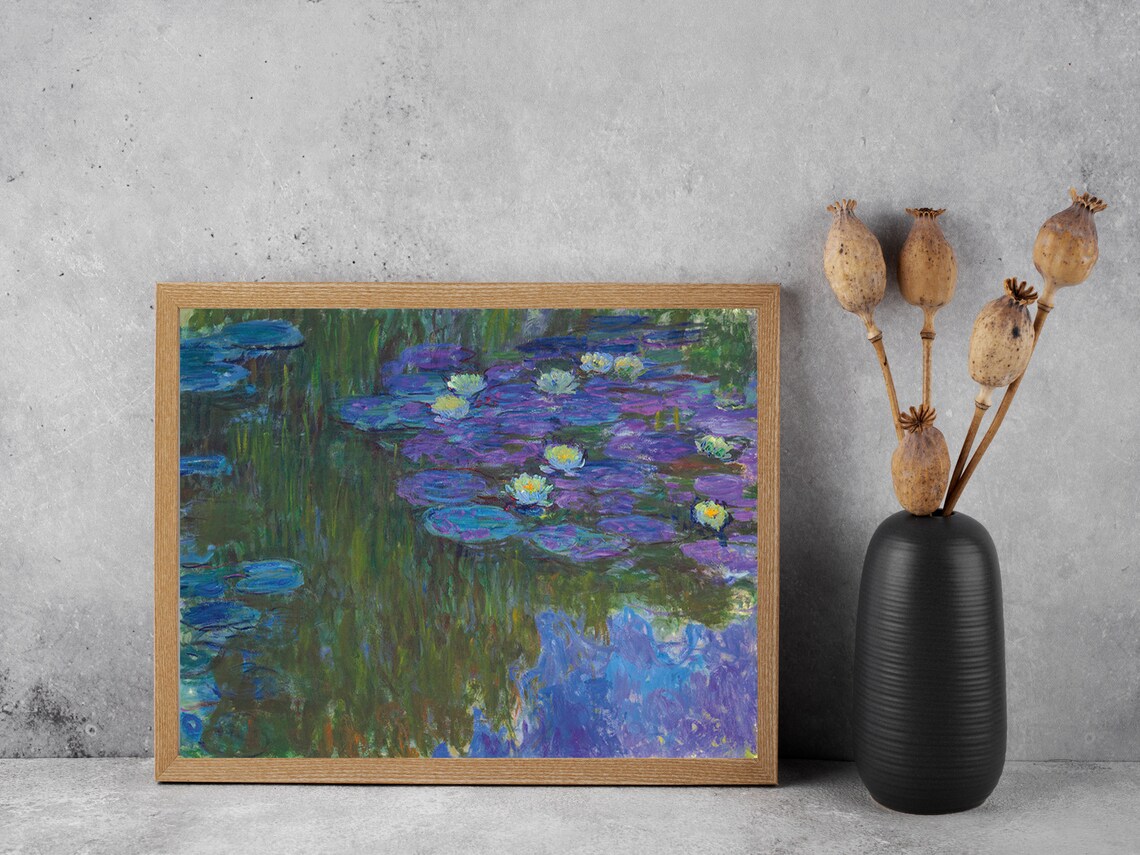 Claude Monet Water Lilies Blue Purple Pond Impressionist Painting Poster - Image 2