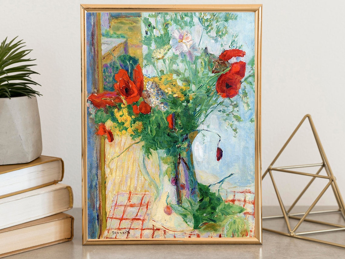 Bonnard Red Poppies Wildflower Bouquet Still Life Art Poster