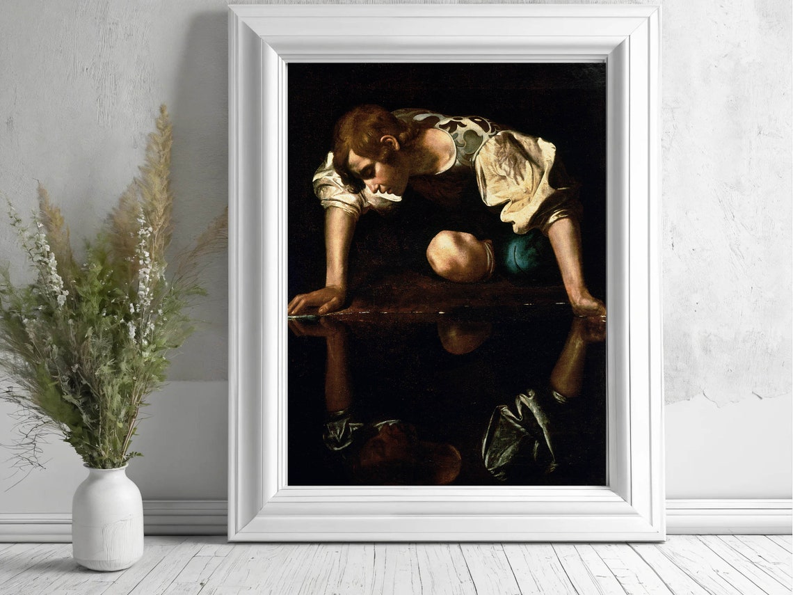 Caravaggio Narcissus at the Water Baroque Masterpiece Classic Print - Image 5