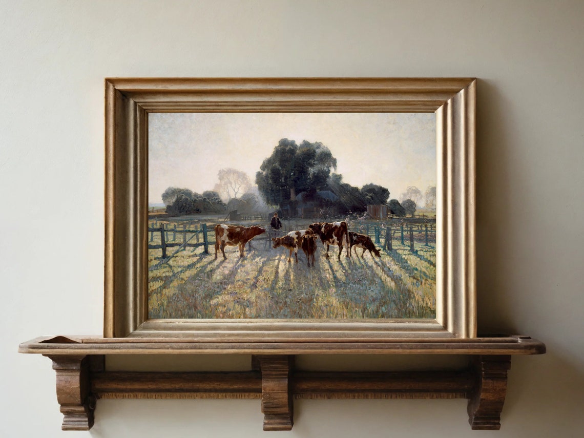 Morning Light Cattle Pasture Herdsman Classic Pastoral Art Poster - Image 2