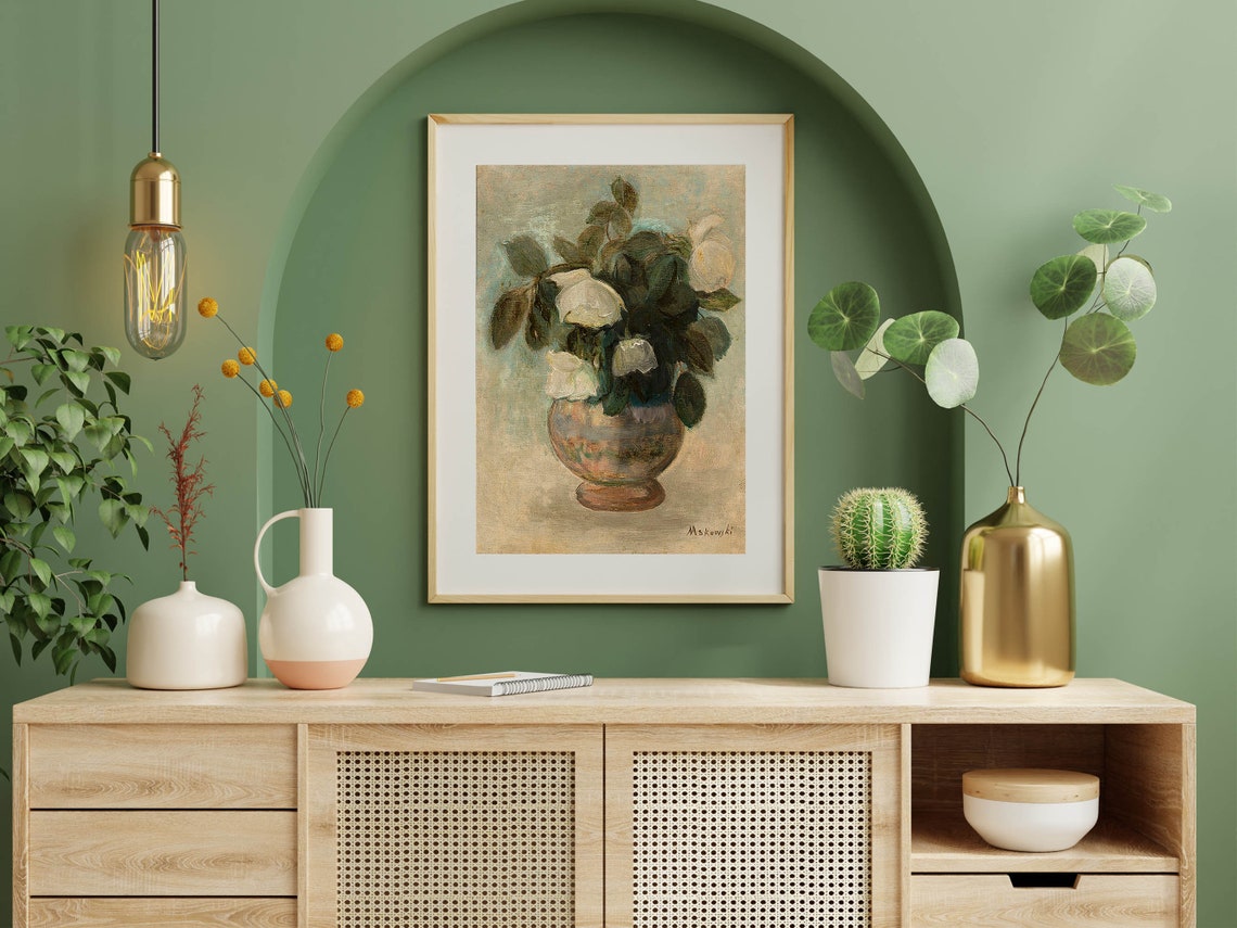 Roses Print Neutral Still Life Roses Painting Vintage Roses Painting Neutral Floral Print Still Life Roses Painting Still Life - Image 6