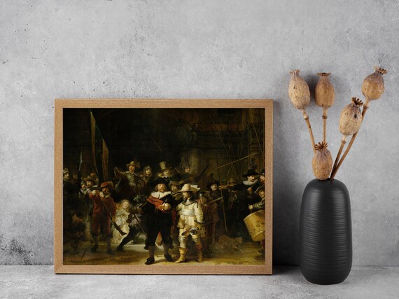 Rembrandt The Night Watch Famous Painting Dark Academia Wall Decor Dark Wall Art Classical Art Print