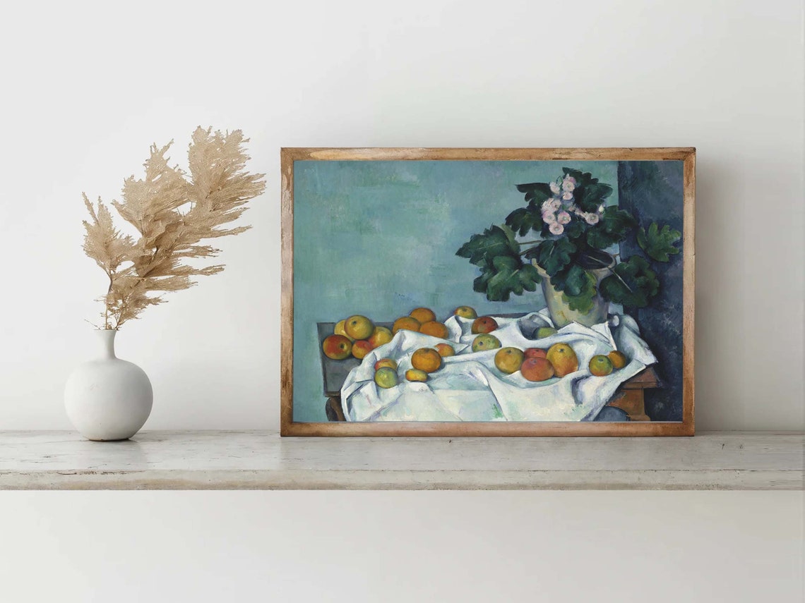 Paul Cezanne Apples Primroses Still Life Fruit Table Painting Poster - Image 8