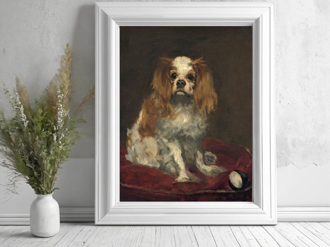 Edouard Manet King Charles Spaniel Dog Portrait Painting Poster - Image 3