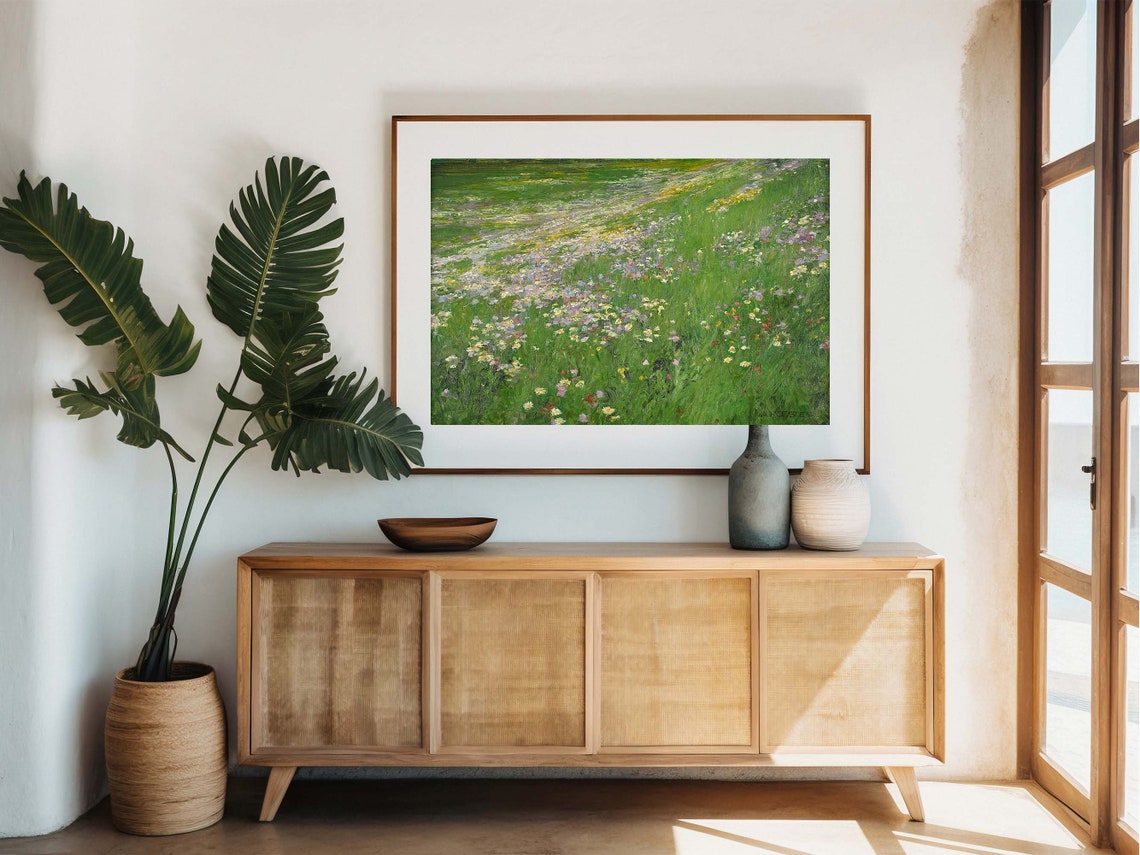 Muted Meadow Wildflowers Painting Flower Meadow Vintage Landscape Painting Print Farmhouse Wall Decor Wildflower Art Print Wall Art - Image 6
