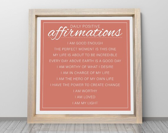 Daily Positive Affirmations Custom Wall Art Print