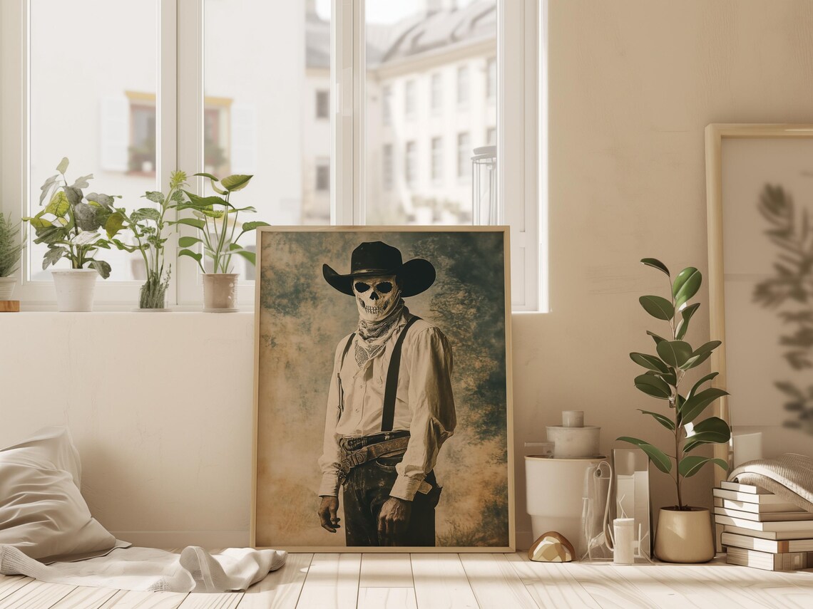 Western Halloween Cowboy Print, Dark Academia Spooky - Image 2