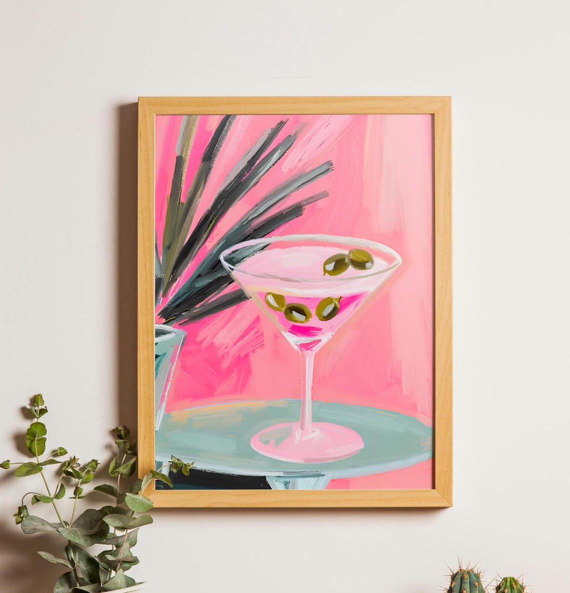 Pink Cocktail Art Print Retro Abstract Bar Wall Drink Poster Home Decor