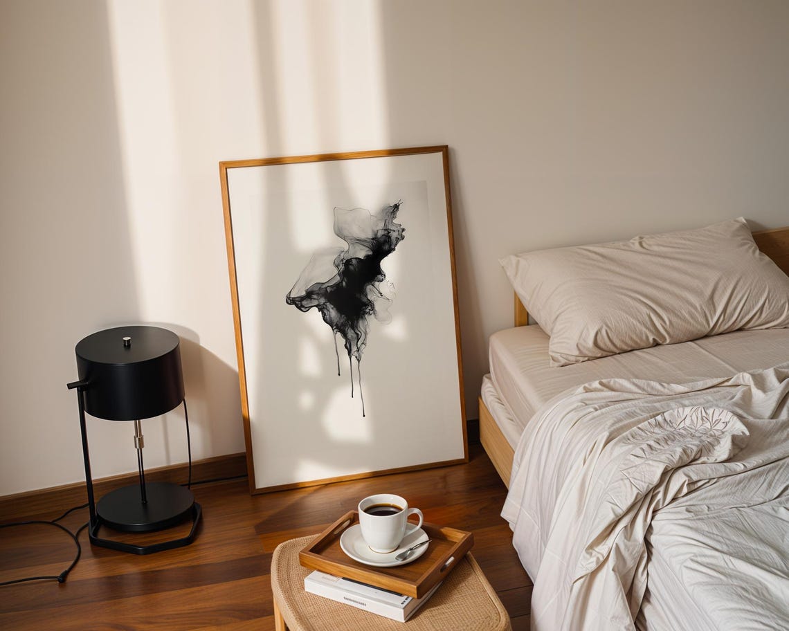 Dramatic Black Alcohol Ink Smoke Abstract Minimalist Art Poster - Image 3