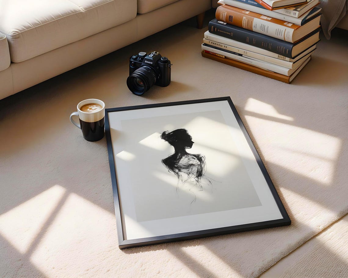 Dancer Silhouette Abstract Charcoal Sketch Movement Art Poster - Image 6