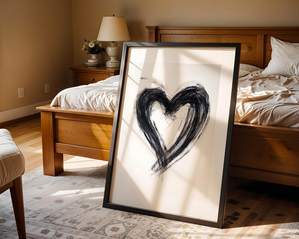 Black Brushstroke Heart Abstract Ink Love Minimalist Art Poster - Image 5