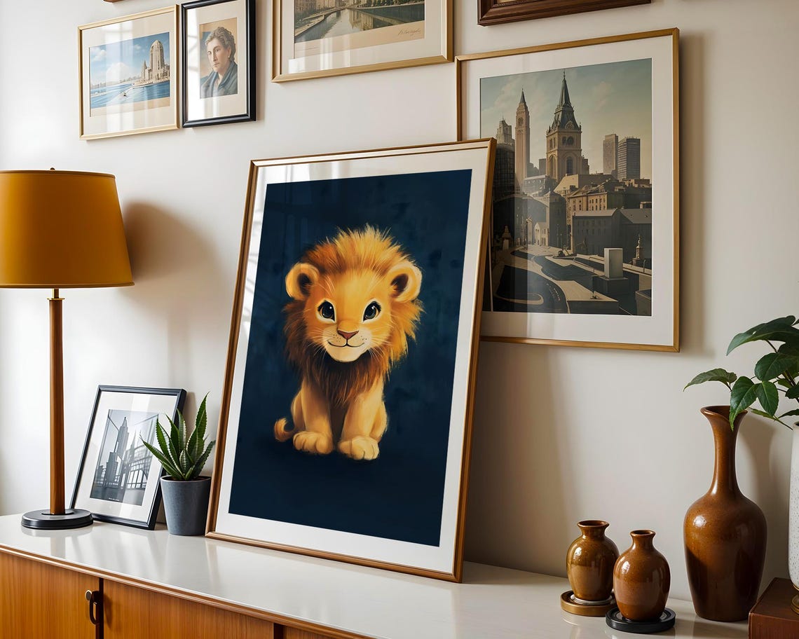 Cute Lion Cub Art Trendy Wall Room Decor Prints Print Poster Nursery Baby Shower Boy Gift - Image 3