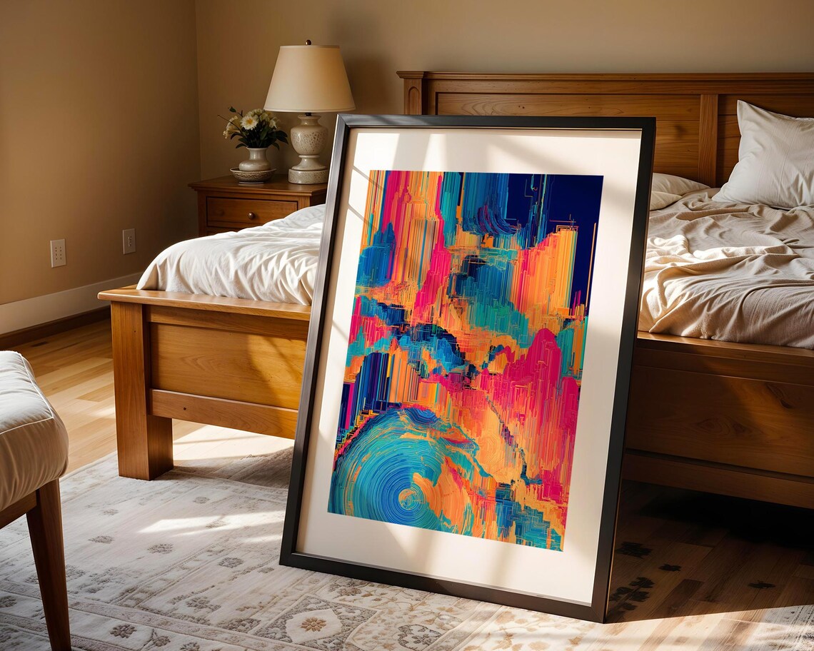 Colorful Abstract Brush Stroke Pink Blue Orange Modern Art Print - Image 5