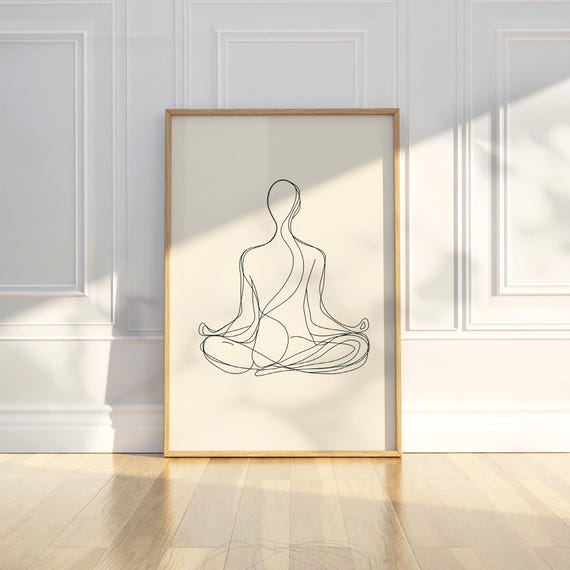 Minimalist Yoga Pose Woman Zen Line Art Sketch Drawing Painting Trendy Poster Wall Print Modern Home Decor