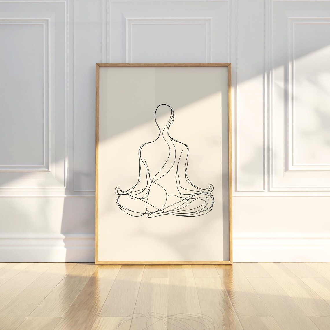 Seated Woman Lotus Meditation Pose Continuous Line Art Zen Poster